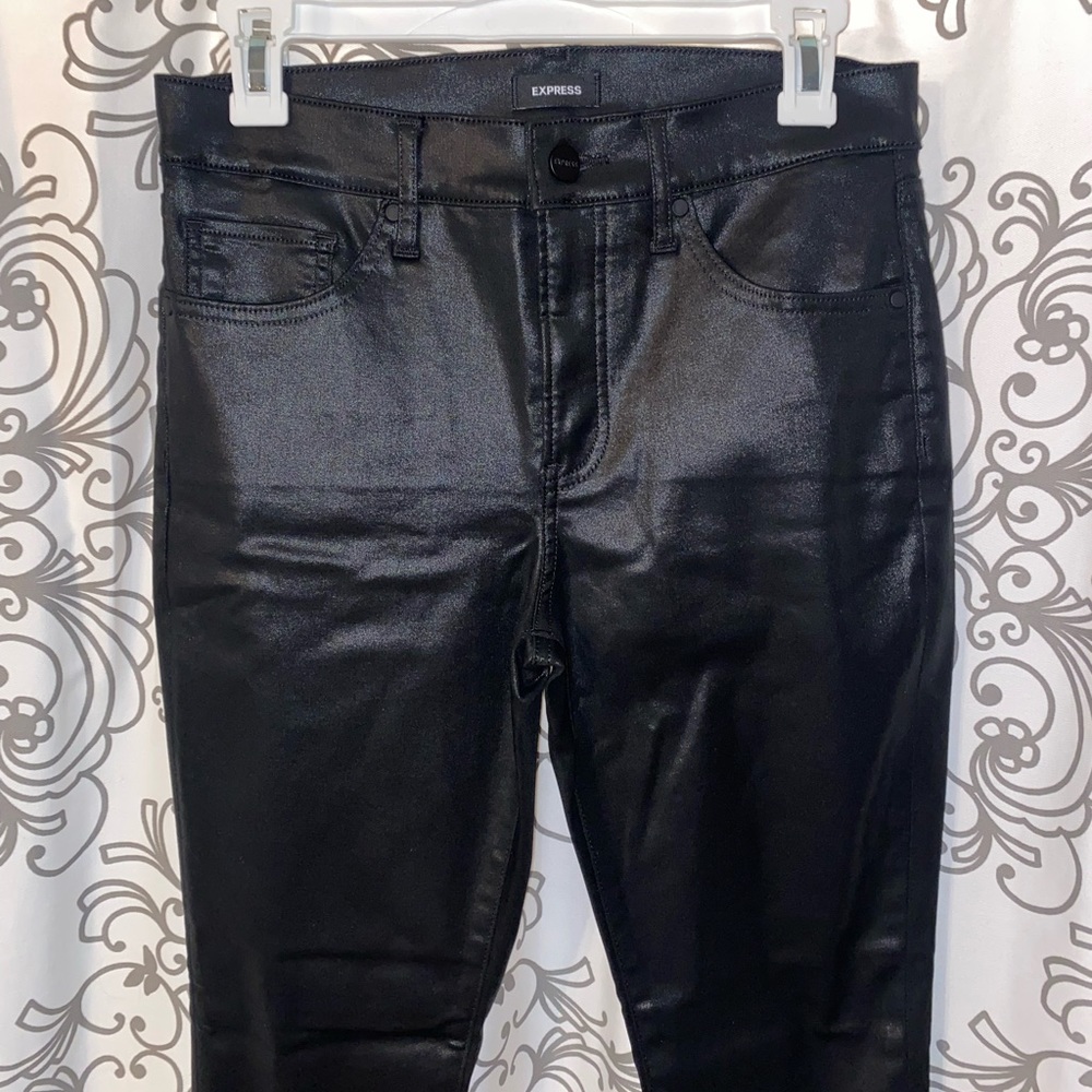 Express black coated skinny mid rise jeans - Picture 2 of 3